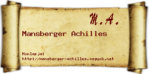 Mansberger Achilles névjegykártya